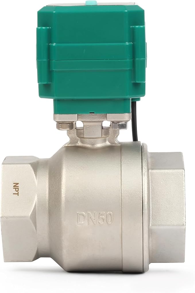 U.S. Solid 2" Smart Motorized Ball Valve - Stainless Steel Remote App Mobile-control Electrical Ball Valve with Manual Switch, Plug Connection