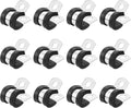 uxcell 3/8"(10mm) Cable Clamp, 304 Stainless Steel Rubber Cushioned Insulated R Shape Metal Clamp Tube Holder for Pipe Hose Wire Cord Installation 12Pcs