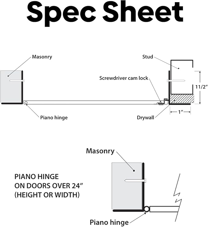 Best 12" x 16" Universal Access Panel – Flush Steel Door with Exposed Flange for Walls or Ceilings, 16-Gauge Cold Rolled Steel Frame, Screwdriver Cam Latch, White Powder-Coat Primer Finish, BA-UAP