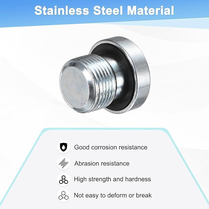 6-Pack M14x1mm Inner Hex Head Pipe Fitting Plug, Carbon Steel Sensor Socket Plug with Seal O-Ring for Terminate Pipe Ends/High Pressure Washer, Sealing Screw