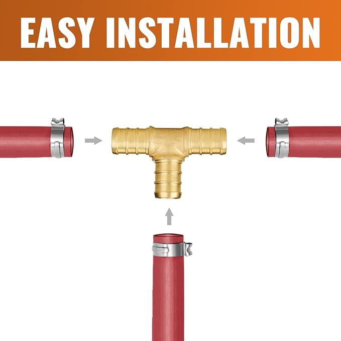 SUNGATOR 6-Pack 1/2" Pex Tee Fittings, Pex Fittings 1/2 Inch Tee, No Lead Brass, NSF, UPC Certified