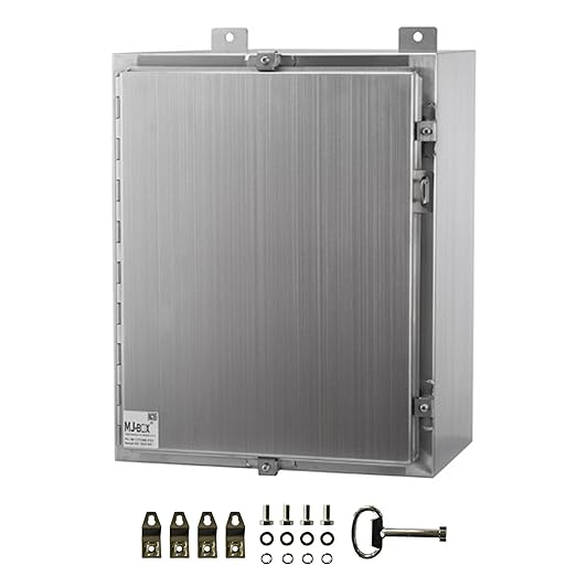 MJ-Box Steel Electrical Enclosure Box 22 x 22 x 8 304 Stainless Steel Explosion Proof Electrical Box IP66 Waterproof & Dustproof Outdoor/Indoor NEMA 4X Stainless Steel Enclosure