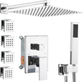 Shower Faucet Set with Body Jets 10 Inch Polished Chrome Shower Head Handheld Shower Combo Set High Pressure Wall Mount with Rough-in Valve, Polished Chrome