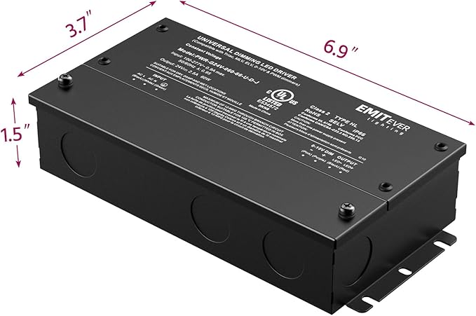 EMITEVER Dimmable Led Driver, 2 Packs 60W AC 110V-277V to DC 24V Transformer, 5-in-1 Dimming: ELV/MLV/TRIAC / 0-10V / 1-10V / 10V PWM/Potentiometer, Waterproof IP67 and UL Listed,Class 2