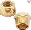 2pcs 1" NPT Male x 3/4" NPT Female Brass Reducer Hex Bushing Threaded Fitting Adapter by CX WONDERLAND