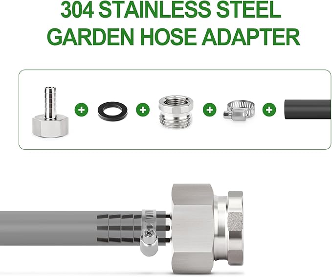 TAISHER 5PCS 304 Stainless Steel Garden Hose Adapter, Hex Bushing 3/4" GHT Male x 1/2" BSP Female Garden Hose Connector