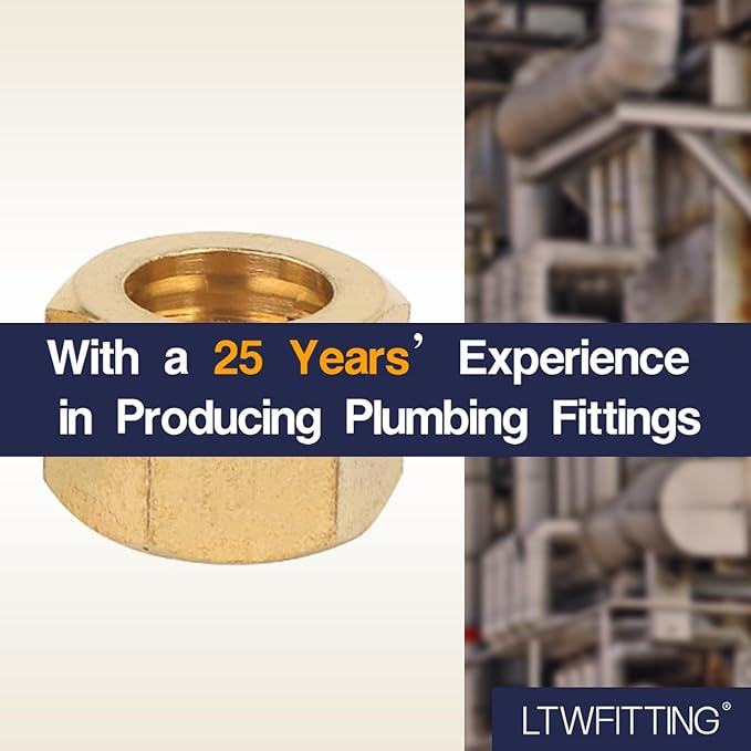 LTWFITTING 7/16-Inch Brass Compression Nut,Brass Compression Fitting(Pack of 600)