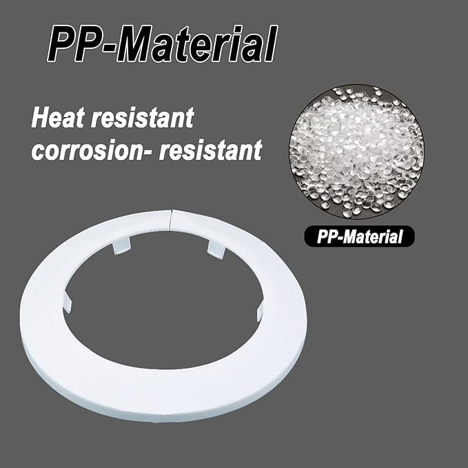90mm Pipe Cover Decoration; Fit 3.54" Outer Diameter Pipe/Hole; White PP Plastic Escutcheon Collar; Snap-on Water Escutcheon Plate for Bathroom Kitchen Wall Tube Decor 1Piece
