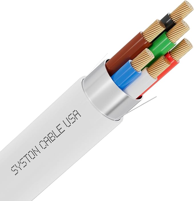 SYSTON 18/6 Fire Security Burglar Station Sound Alarm Control Cable Wire, Plenum-Rated CMP/CL3P Shielded 100% Copper Stranded UL/ETL,UV Resistant RoHS for Indoor/Outdoor Low Voltage Applications Use