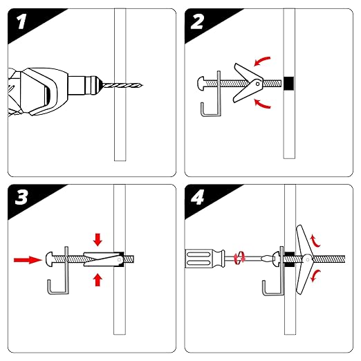 HASWARE Toggle Bolt Zinc Plated Steel and Wing Nut for Hanging Heavy Items on Drywall 1/4x3” (8 Pack)