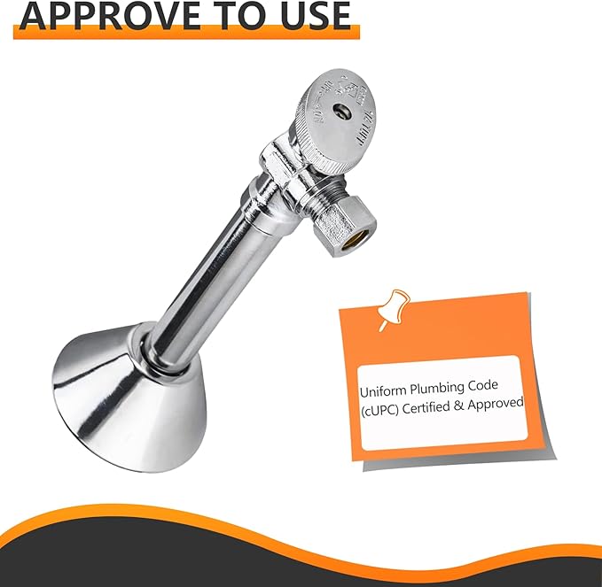 10-PCs HeSun Angle Stop Valve with 5-Inch Copper Sweat Tube Extension, 1/2" Sweat x 3/8" OD Compression Angle Stop, 1/4 Turn Shut Off Valve for Bathroom(VALVE145-10)