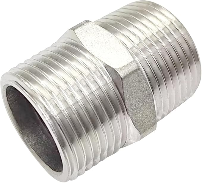 JoyTube 1-1/4" Male to 1-1/4" Male NPT Hex Nipple, Pipe Fittings 304 Stainless Steel Threaded (Pack of 1)