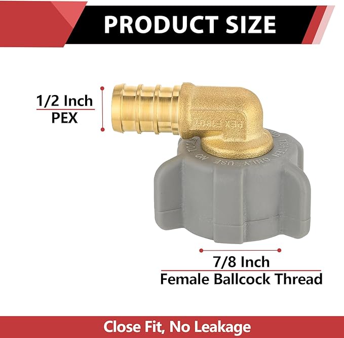 (Pack of 50) EFIELD 1/2 Inch Pex X 7/8 Inch Toilet Ballcock Swivel Elbow Adapter, Brass Plumbing Fittings,(PEX1807311-50PCS)