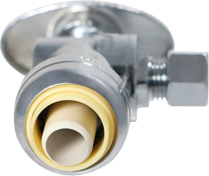 XFITTING OD Compression 1/4 Inch x 1/2 Inch Push Fit Valve, Push Fit Angle Valve, 30-1-7=5XX, 5 Pieces