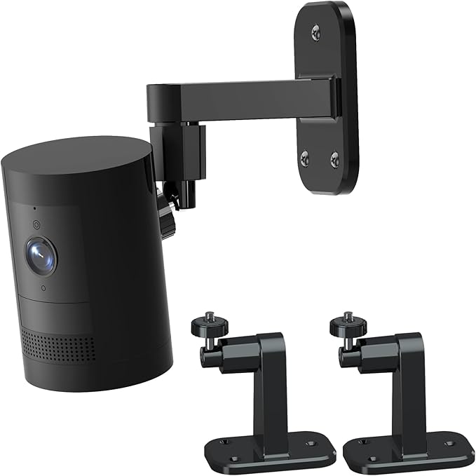 2Pack Camera Wall Mount,Compatible with Outdoor Cam Plus/Stick Up Cam Battery/Plug-in/Pro/Indoor Cam(1st Gen),360 Degree Adjustable No Drilling Mount for R/ing Outdoor Indoor Cameras,Black