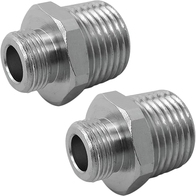 Homesweet 1/2 to 3/8 Reducer Faucet Adapter - Compression Brass Pipe Fitting, 3/8 Male to 1/2 Male Supply Line Adapter for RV Kitchen Plumbing, Water Hose Pipe Connector with Rubber Washer, (2 Pack)