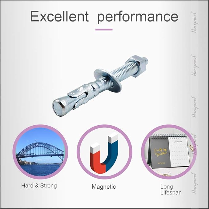 3/8" x 3-3/4" Wedge Anchor, for Cement and Concrete only, zinc-Plated Carbon Steel Screws and lag Bolts （ 100 pcs