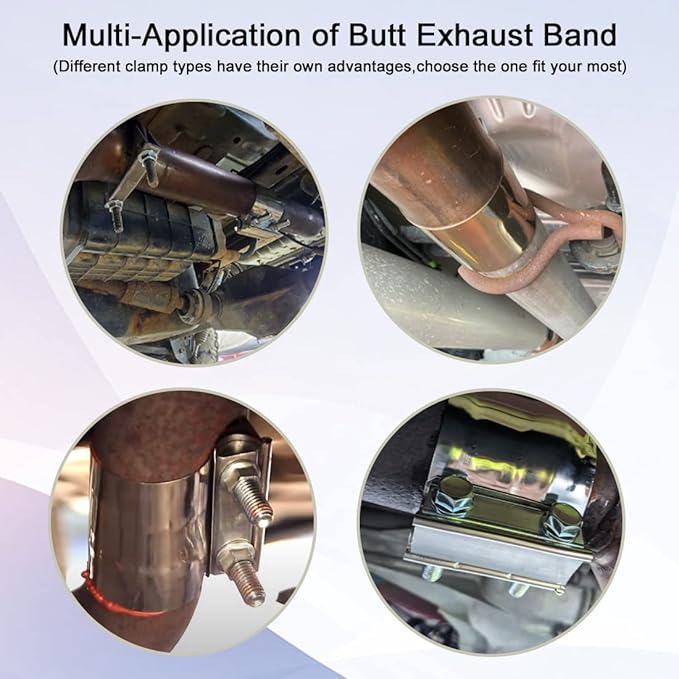 4" Stainless Exhaust Clamp, ID 4 Inch Butt Lap Joint Muffler Band Clamp Sleeve