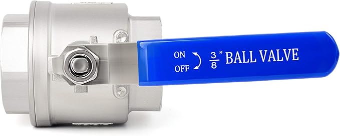 TAISHER 2 PCS 3/8 Inch FNPT Heavy Duty Full Porat Ball Valve 304 Stainless Steel with Blue Handles