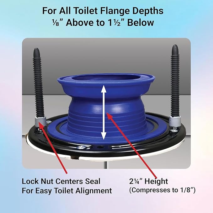 One N Done Toilet Flange Repair Kit - Toilet Kit For Low or Broken Flange. Toilet Wax Ring Replacement Kit W/Toilet Flange Extender Kit, Easy Toilet Bolts, & Toilet Caps For Bottom of Toilet. (1 Ea.)