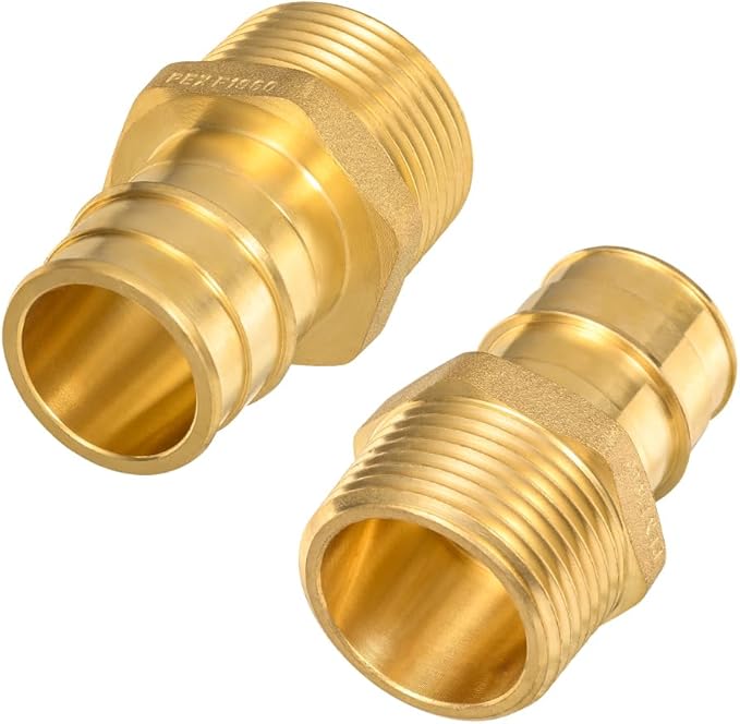 2 Pack Brass Expansion Male Adapter, 1 Inch Male NPT to 1 Inch PEX-A Brass Expansion PEX-A Fittingse,NSF/ANSI 61 NSF 372 Certificate, ASTM F1960 Certified