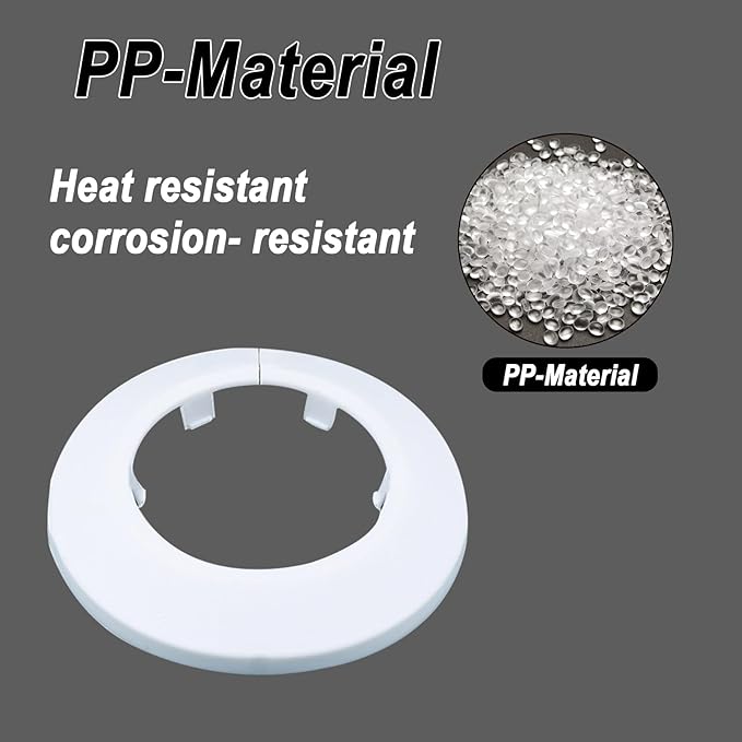 50mm Pipe Cover Decoration; Fit 1.97" Outer Diameter Pipe/Hole; White PP Plastic Escutcheon Collar; Snap-on Water Escutcheon Plate for Bathroom Kitchen Wall Tube Decor 1 Piece