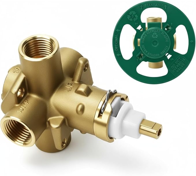 Brass Pressure Balancing Shower Valves, Shower Control Valves with Temperature Control & Flow Control Cartridge for Smooth Flow & Steady Temperature Showers