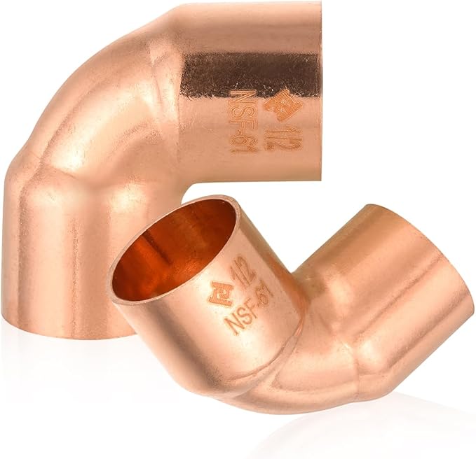 HeSun 150-Pack Copper Fittings, 1/2-Inch Short Radius 90-Degree Copper Elbow, C x C with Sweat Solder Connection