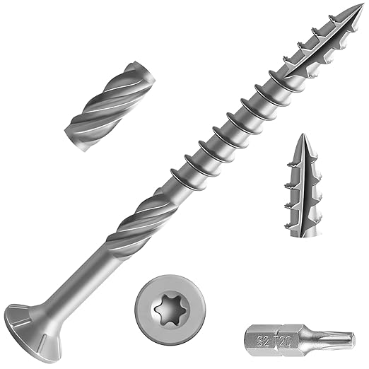 #10 * 2-1/2" 304 Stainless Steel Deck Screws, (179pcs) 2 lbs.Exterior Wood Screws, Rust Resistant epoxy Coated, Bronze, T25 Star Bit