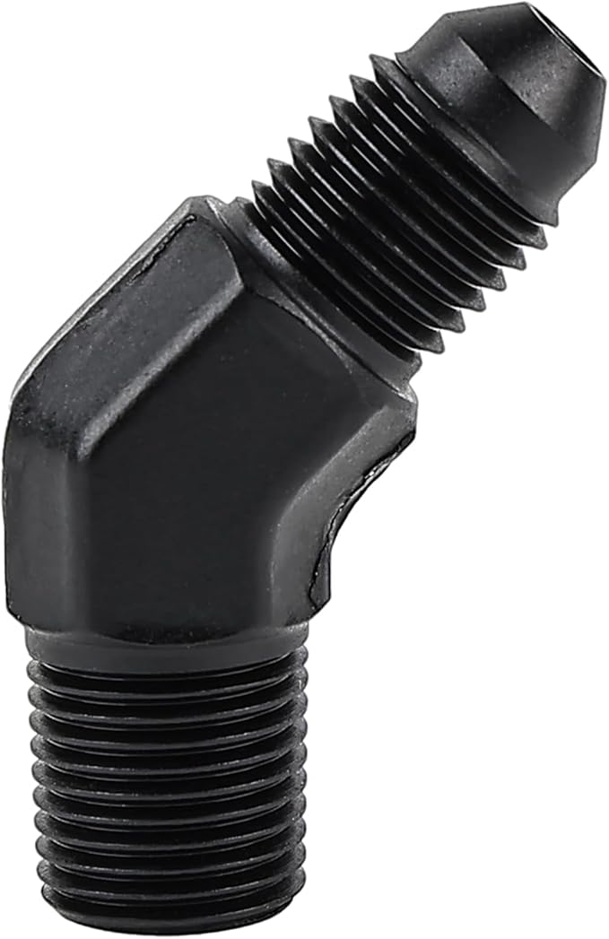 EVIL ENERGY 3AN Male Flare to 1/8" NPT Pipe 45 Degree Fitting Adapter Aluminum Black
