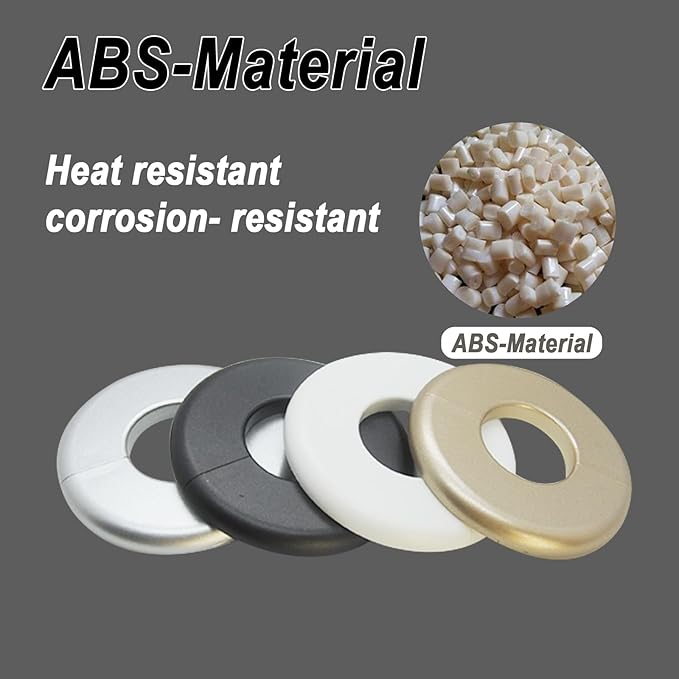 1 Pack Wall Split Flange for 1.3 Inch/33mm OD Pipe ABS Escutcheon Plate Self-Adhesive Round Plumbing Cover Plates for Water Pipe Faucet Decoration, White