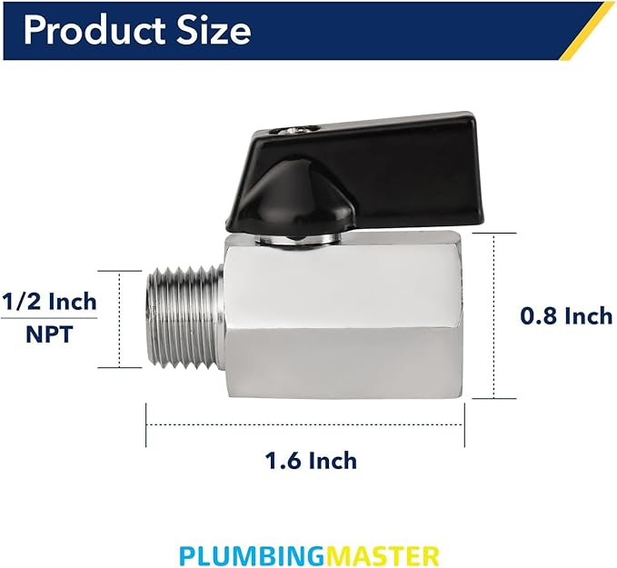 1/4" Mini Ball Valve NPT Female x Male Shut-Off Valve, 2-Way Full Port Shut Off Valve, Manual On/Off Control,for Water Air Oil Gas, Industrial & Household Plumbing Applications-4pcs