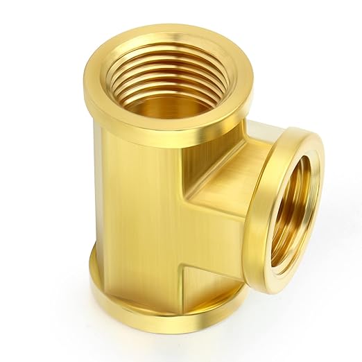 TAISHER 5PCS Brass Tee Fitting, 3/8" x 3/8" x 3/8" NPT Female Pipe Fittings