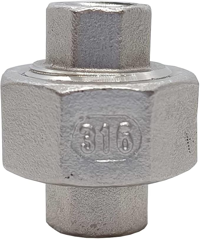 AF Hydro Stainless Steel SS316 Union Pipe Fitting, 1 1/2''NPT Female Thread, Pressure Rating up to 150 PSI, Class 150 Connector Adapter