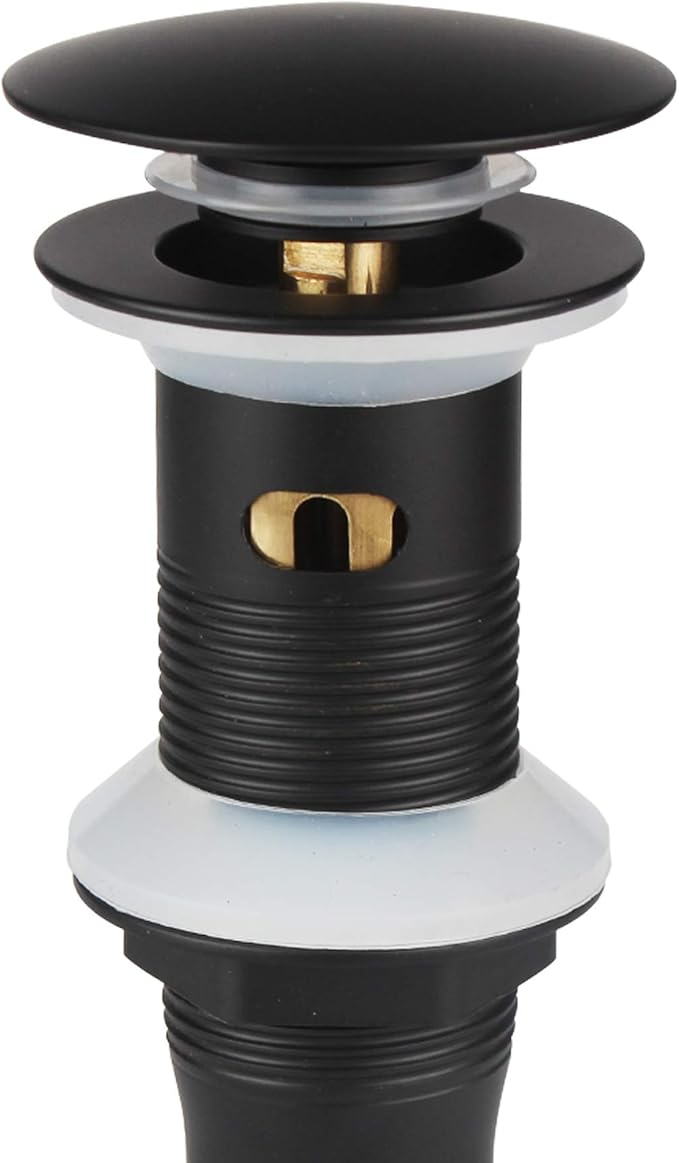 Bathroom Lavatory Vanity Vessel Sink Detachable Basket Drain, Pop Up Drain Stopper with Overflow, Black