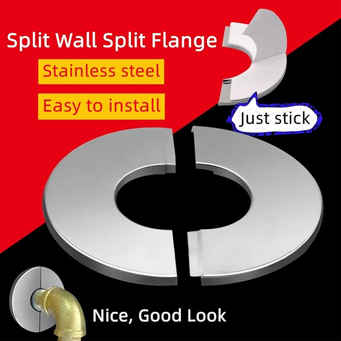 Wall Split Flange, Stainless Steel Round Escutcheon Plate for 2.4"/61mm Diameter Pipe, Pack of 2