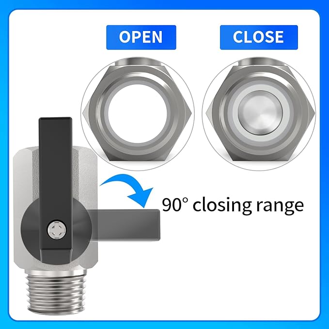 ChillWaves Brass Mini Ball Valve, Shut Off Switch Ball Valve 3/8" NPT Male x 3/8" NPT Female Thread Pipe Fitting(6-PACK)