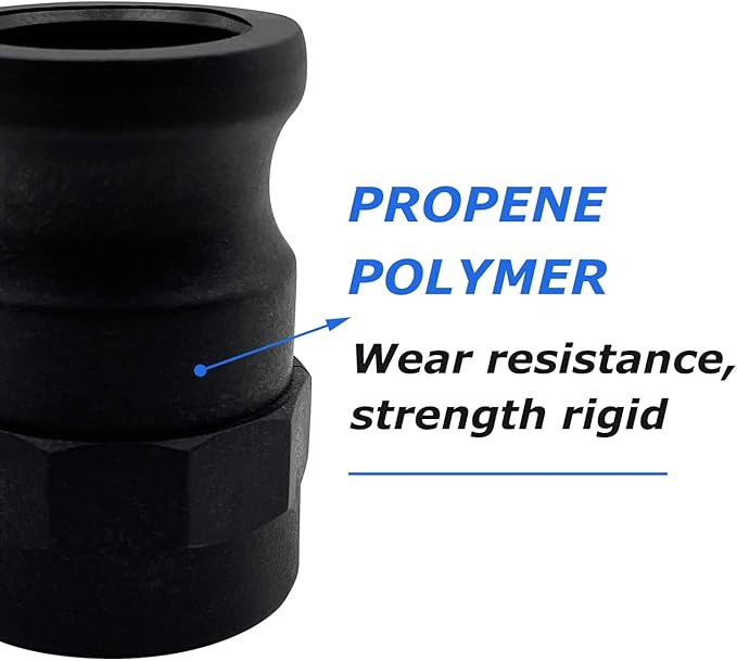 BITOBITOTU 2PCS Camlock Fittings Poly NPT A-50 1/2" Type A Standard Couplings Cam lock Fittings Polypropylene Cam Groove Fitting Male Camlock with Female Threads (0.5 inch, Type A)