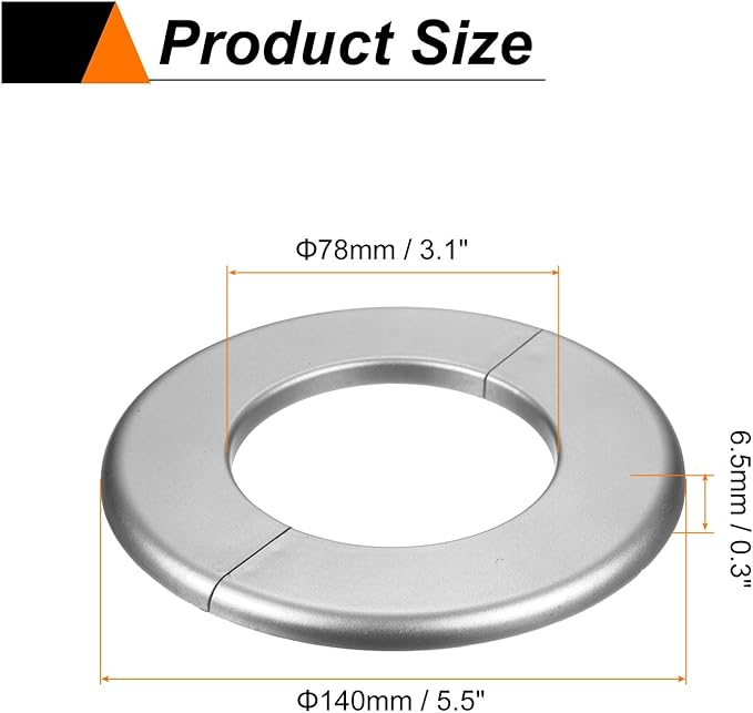 HARFINGTON 2pcs Wall Split Flange 78mm/3.1" Self-Adhesive Plumbing Cover Plates ABS Plastic Round Escutcheon Plate Buckle Design for Water Pipe Bathroom Kitchen Decoration, Gray