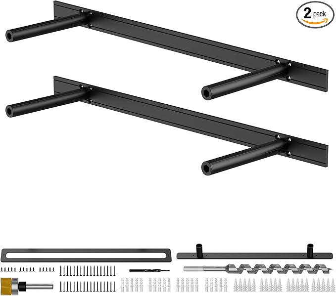 Floating Shelf Bracket Heavy Duty Shelving Brackets,Decorative Floating Shelf Hardware Black,Hidden Metal Shelf Support Bracket(22X8X1.2-Metal Jig)