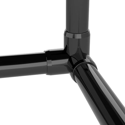 FORMUFIT 3/4” 3-Way Elbow Furniture Grade PVC Fitting in Black, Made in USA, UV-Resistant, Impact-Proof, 1.050” Actual Socket Diameter (Pack of 8)