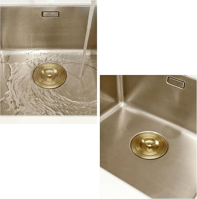 KONE 3-1/2 Inch Brass Sink Drain, Durable Stainless Steel Brass Kitchen Sink Drain Assembly Kit with Sink Strainer Waste Basket/Strainer Assembly/Sealing Lid for Standard Kitchen Sink
