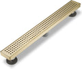 Sharp-tec 28 inch Linear Shower Drain, Gold Rectangular Floor Drain, V-Shape Design Drain Channel, 304 Stainless Steel, cUPC Certificated for Bathroom Shower Room (Drain Base is Not Included)