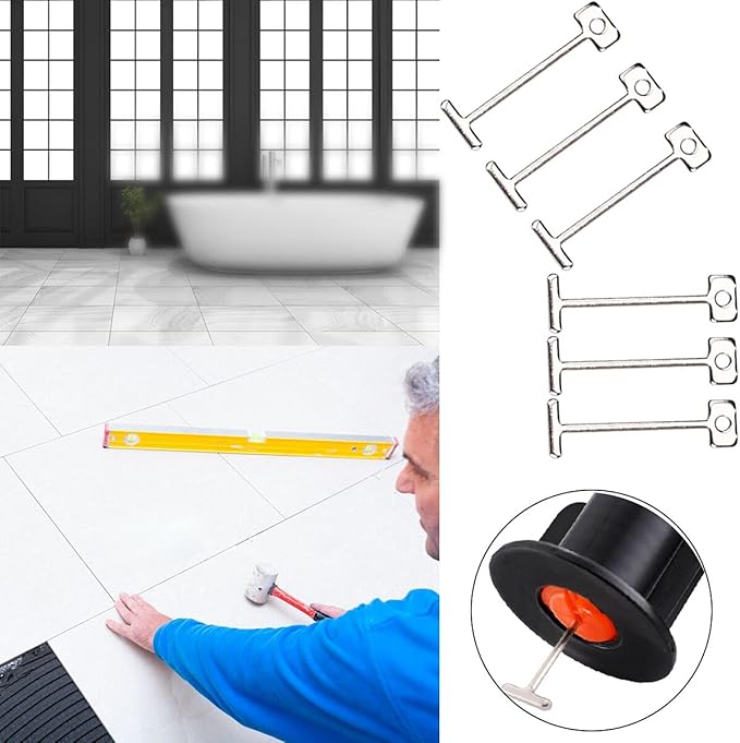 Reusable 1/16" Tile Leveling System Kit (800pcs) w/ 4000 1/8" Cross Spacers + 16 Wrenches & 100 Steel Pins - Professional Floor Installation Tools(800, 1/8)