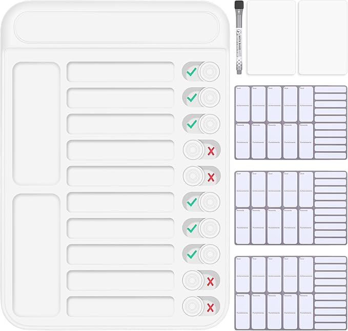 Dry Erase Chore Chart for Kids to Do List Magnetic Checklist Board Reusable RV Daily Routine Schedule Planning Boards with Blank Checklist Cardstock for Habit Tracker or Daily and Weekly Planner