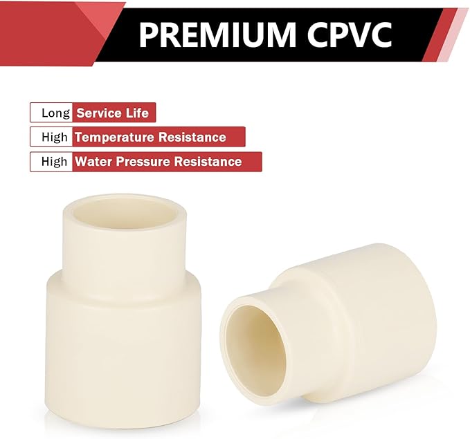 (10 Pieces) EFIELD 1" x 3/4" CPVC Pipe Fittings, Slip x Slip (Socket) Coupling, For Hot and Cold Water Plumbing,(CPVC029-10)