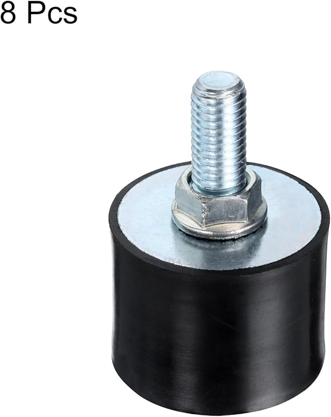 uxcell 8pcs M10x27mm Rubber Isolator Mounts with Studs 40x30mm Male Female Vibration Shock Absorber Zinc Plated Cylindrical Thread Mounts Anti Vibration Isolators with 8pcs M10 Lock Nuts