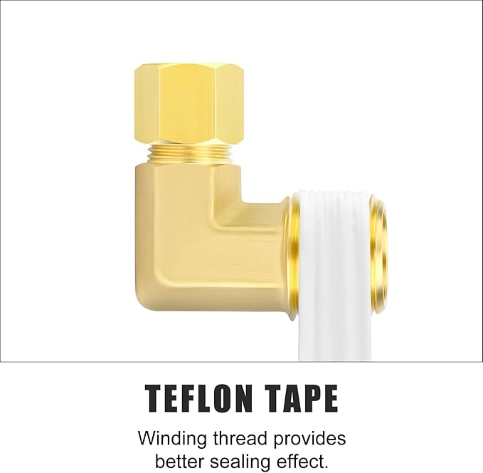 GASHER 5PCS Brass 90 Degree Elbow Compression Tube Pipe Fitting Connector, 5/16" Tube OD x 3/8" NPT Male Connector