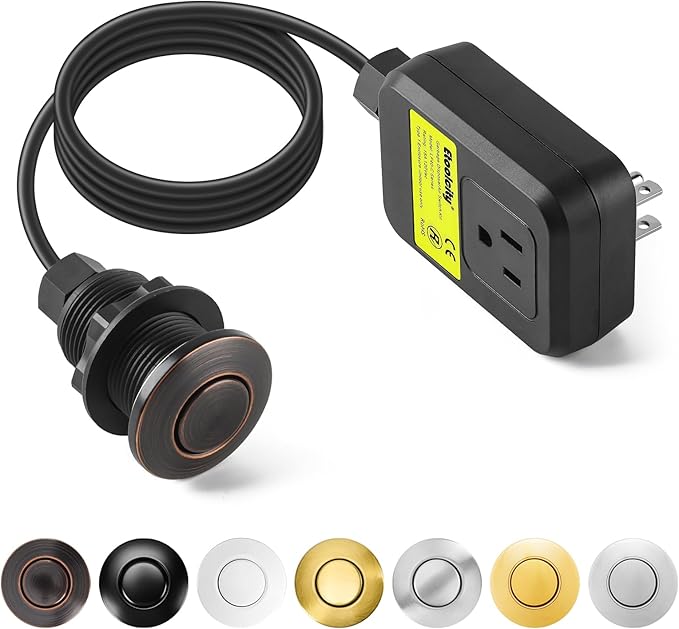 Garbage Disposal Air Switch Kit Sink Top Waste Disposal Stainless Steel Oil Rubbed Bronze On/Off Air Button Food and Waste Disposals Part by Etoolcity, UL Listed