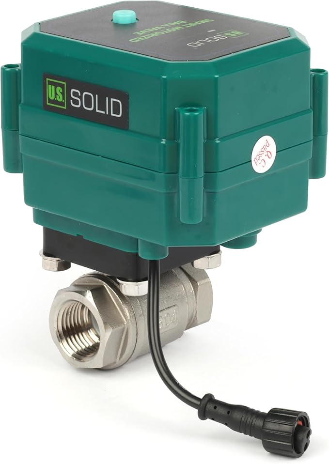 U.S. Solid 1/2" Smart Motorized Ball Valve - Stainless Steel Remote App Mobile-control Electrical Ball Valve with Manual Switch, Plug Connection